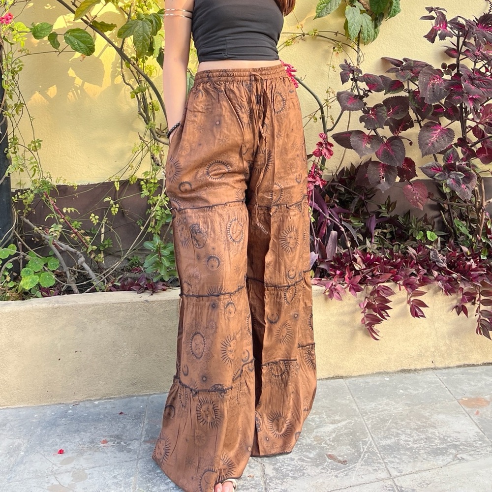 Rustic Brown High-Waisted Wide-Leg Pants